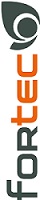 logo fortec gris et orange vertical pivoté