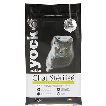 Croquettes au poulet pour chat stérilisé yock